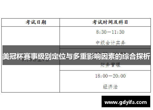 美冠杯赛事级别定位与多重影响因素的综合探析 美冠杯赛事级别定位与多重影响因素的综合探析
